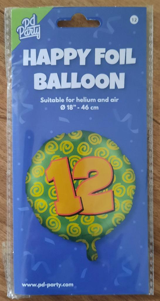 Ballon / Foilballon / Ballonnen - cijfer 12 - (Nieuw ) Feest, Ophalen of Verzenden, Nieuw, Versiering, Verjaardag