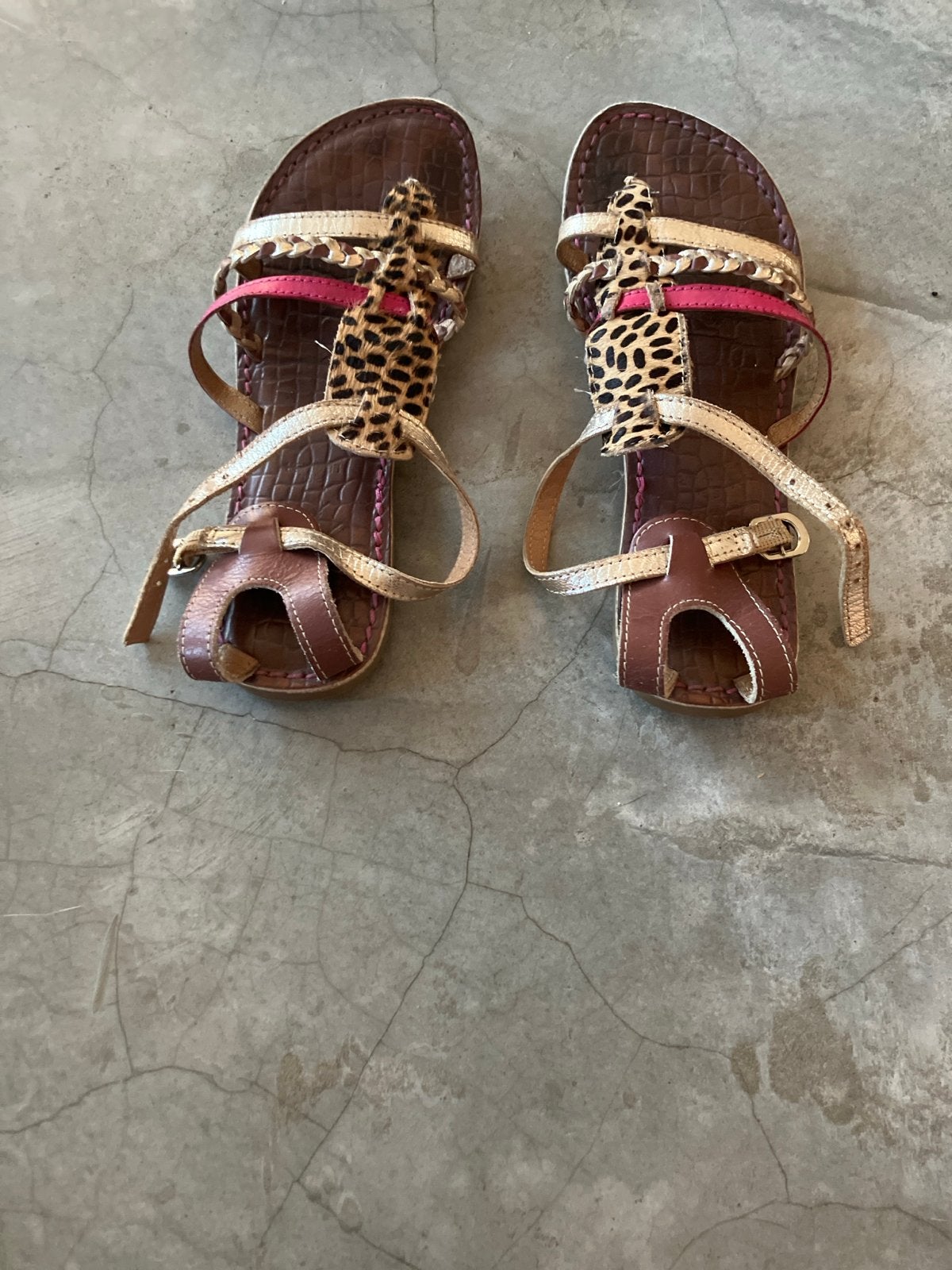 Gioseppo Sandalen met Luipaardprint en Roze Details, Ophalen of Verzenden, Gedragen, Bruin, Sandalen of Muiltjes
