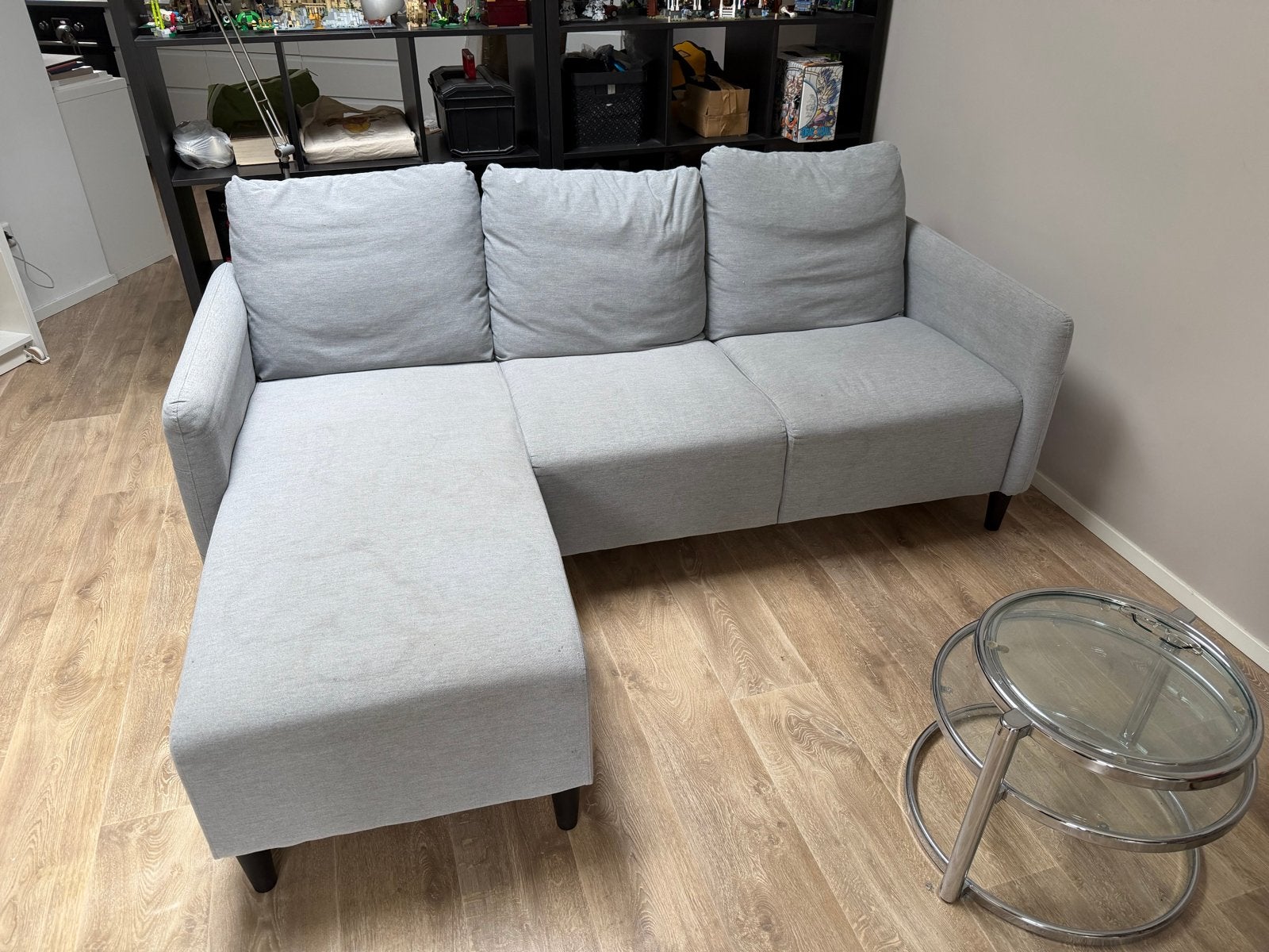 IKEA Angersby Hoekbank - Grijs, Verplaatsbaar Longchair, Ophalen, Gebruikt, Hoekbank, Driepersoons