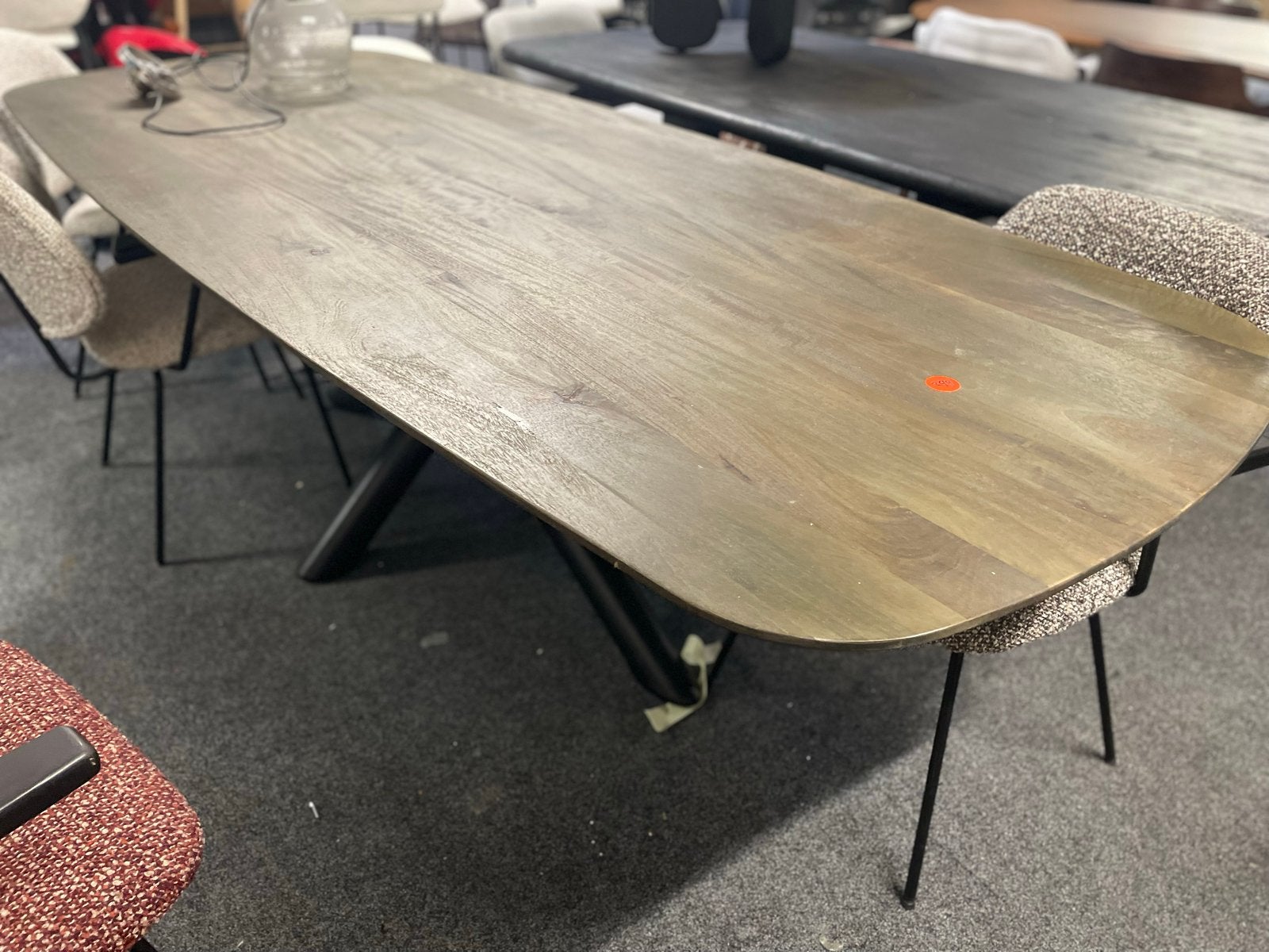 Massief Mangohouten Eettafel - Deens Ovaal met Spinpoot, Ophalen, 100 tot 150 cm, Vijf personen of meer, Ovaal