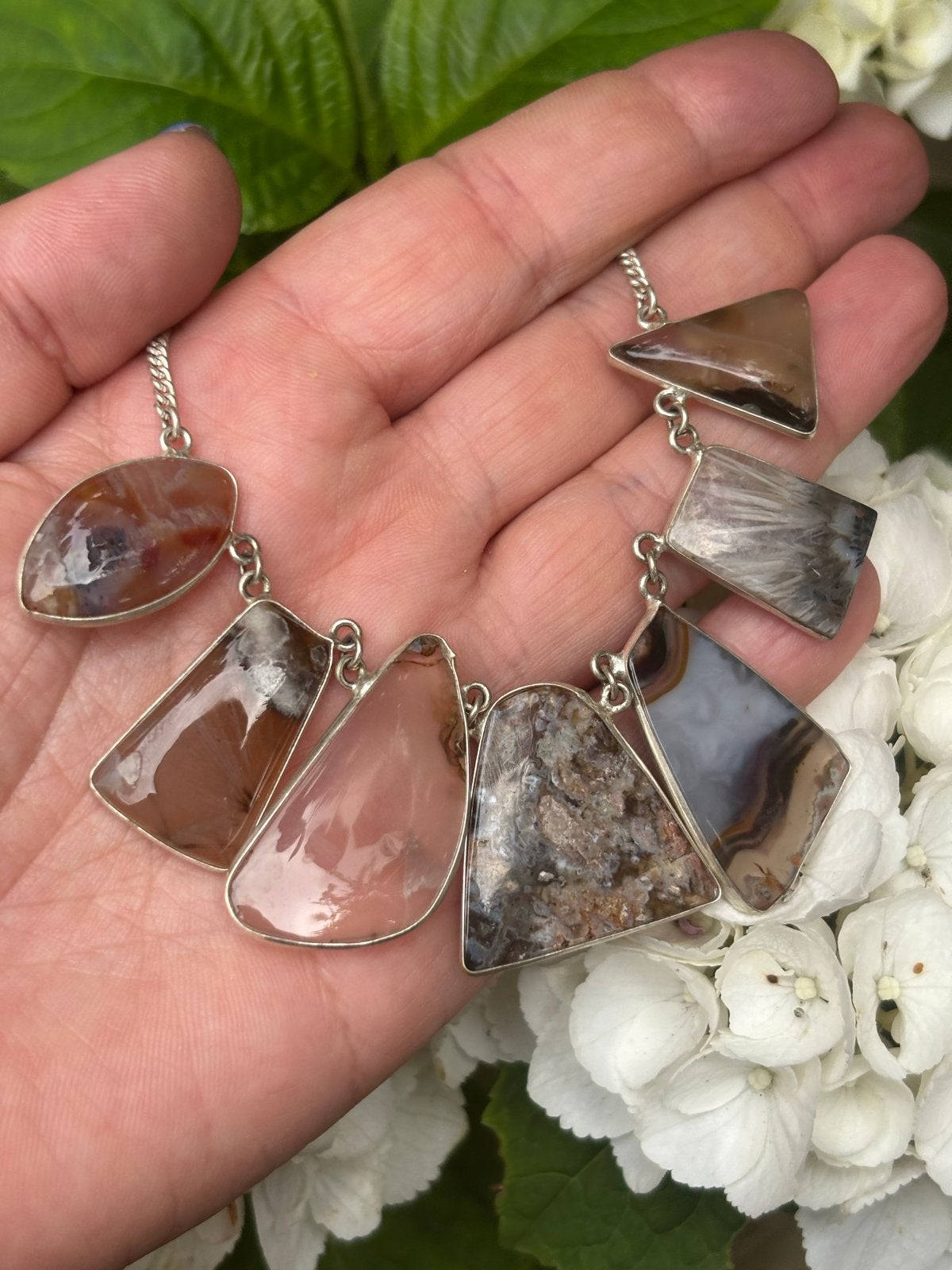 Prachtige Agaat Ketting - Uniek Design, Sieraden, Tassen en Uiterlijk, Kettingen, Bruin, Nieuw, Ophalen of Verzenden, Steen of Mineraal
