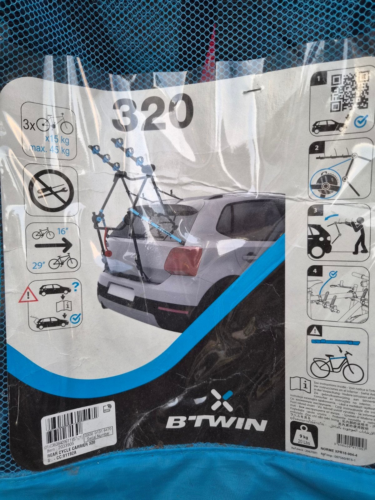 B'Twin 320 Achterklepdrager voor 3 fietsen, Ophalen, 3 fietsen of meer, Gebruikt, Achterklepdrager
