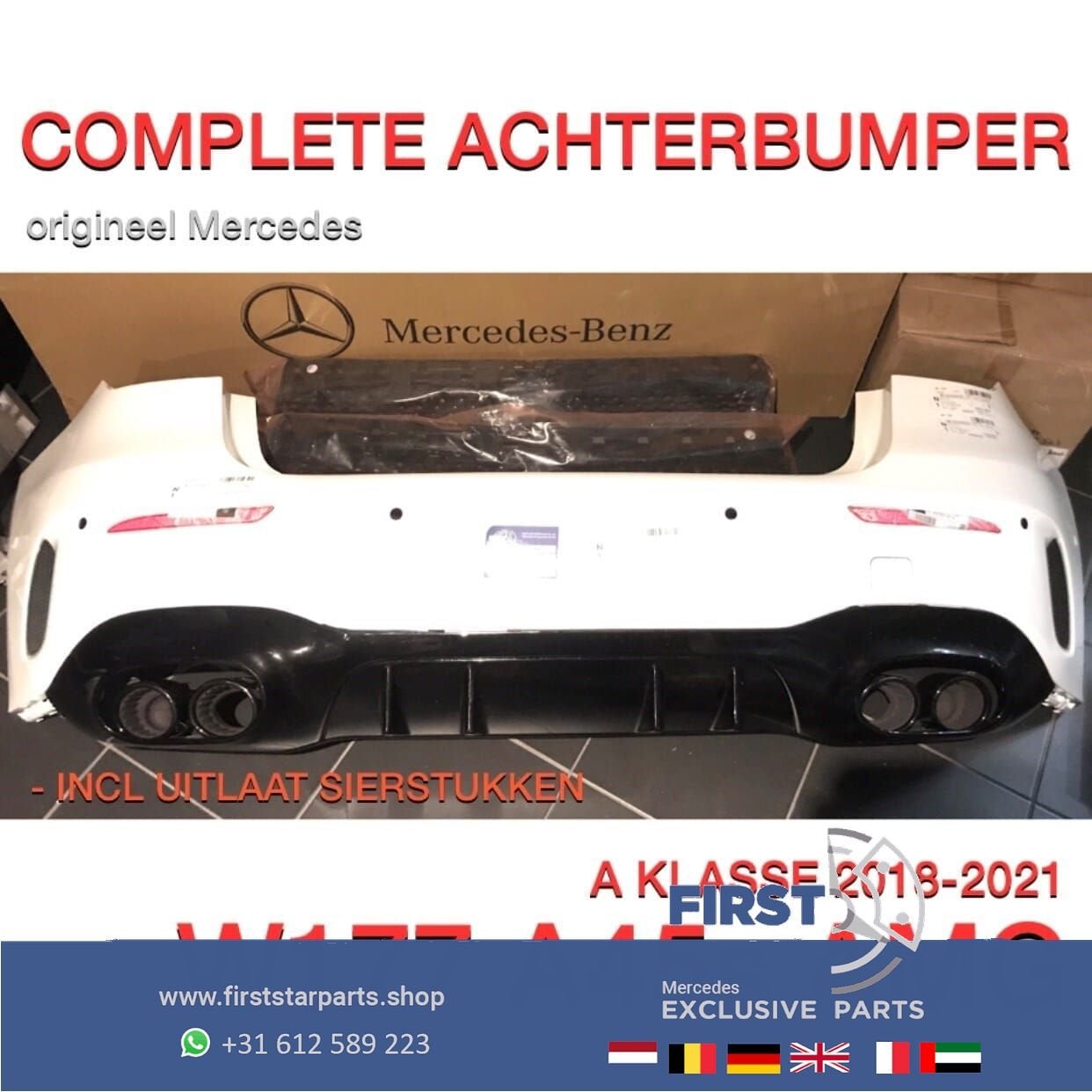 W177 A45 / A45s AMG ACHTERBUMPER Mercedes A Klasse 45 WIT 20, Gebruikt, -, Ophalen of Verzenden, Achter