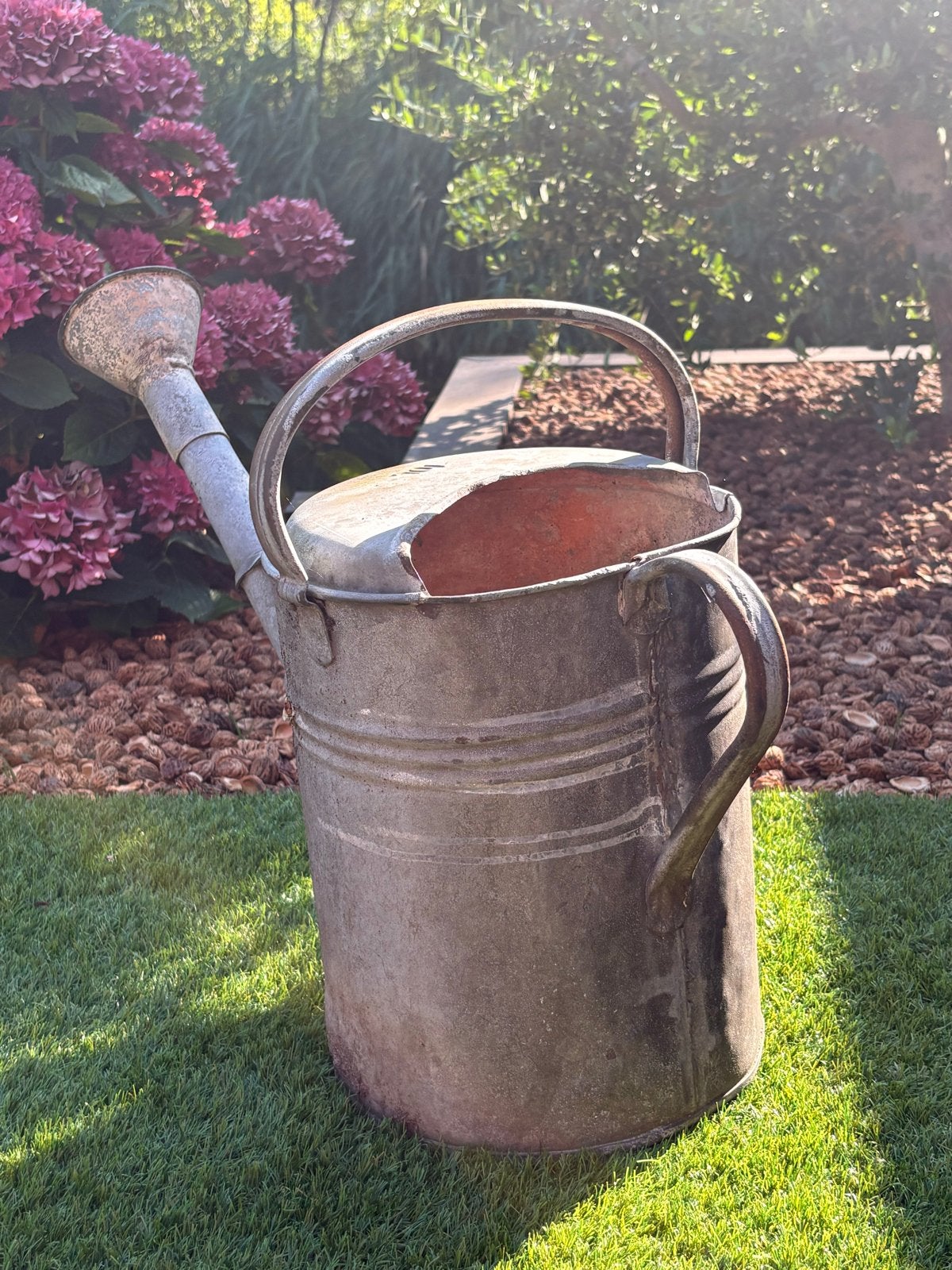 Antieke zinken gieter - Decoratieve tuinaccessoire, Ophalen of Verzenden, Gebruikt, Metaal