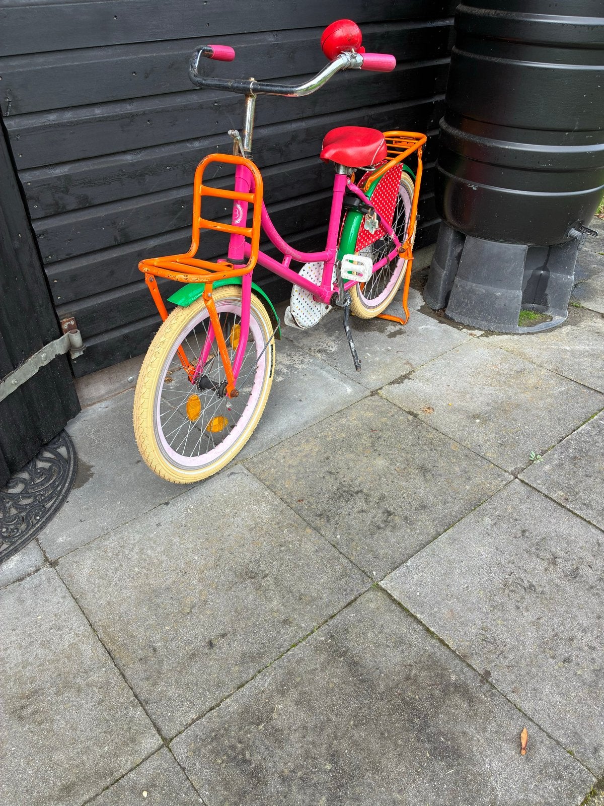 Bomba Bike kinderfiets - 20 inch - Roze/Oranje/Groen, Ophalen, Terugtraprem, Gebruikt, Handrem