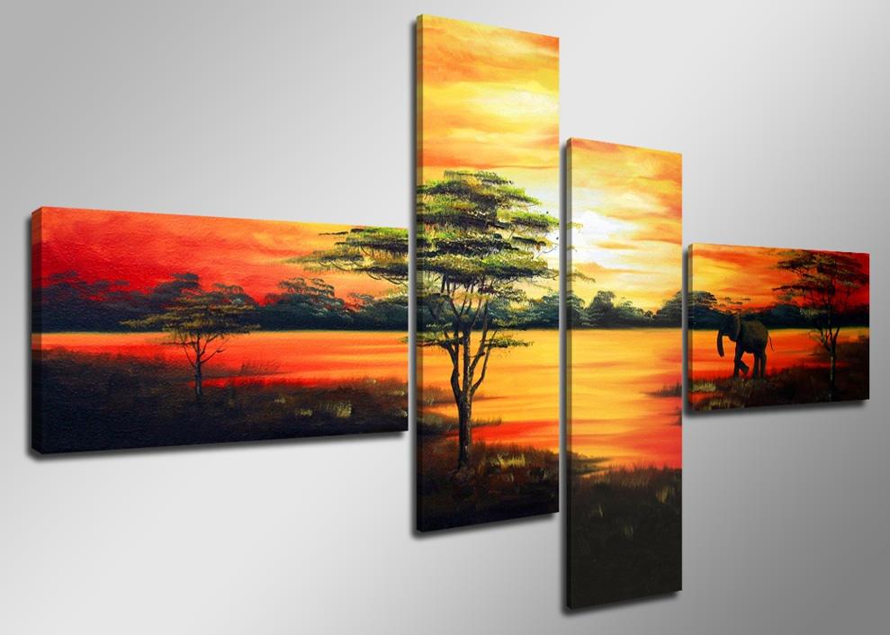 Nieuw * 4 Luik van Canvas * Afrika Natuur 70x160cm, Ophalen of Verzenden