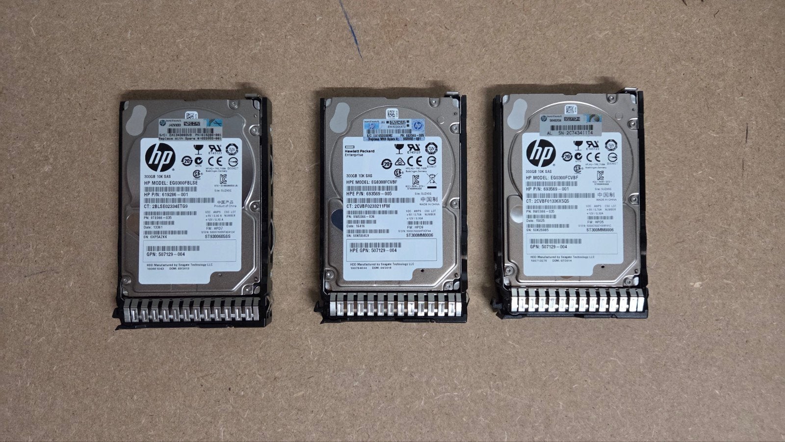 3x HP 300GB 10K SAS, Intern, Gebruikt, SAS, Server
