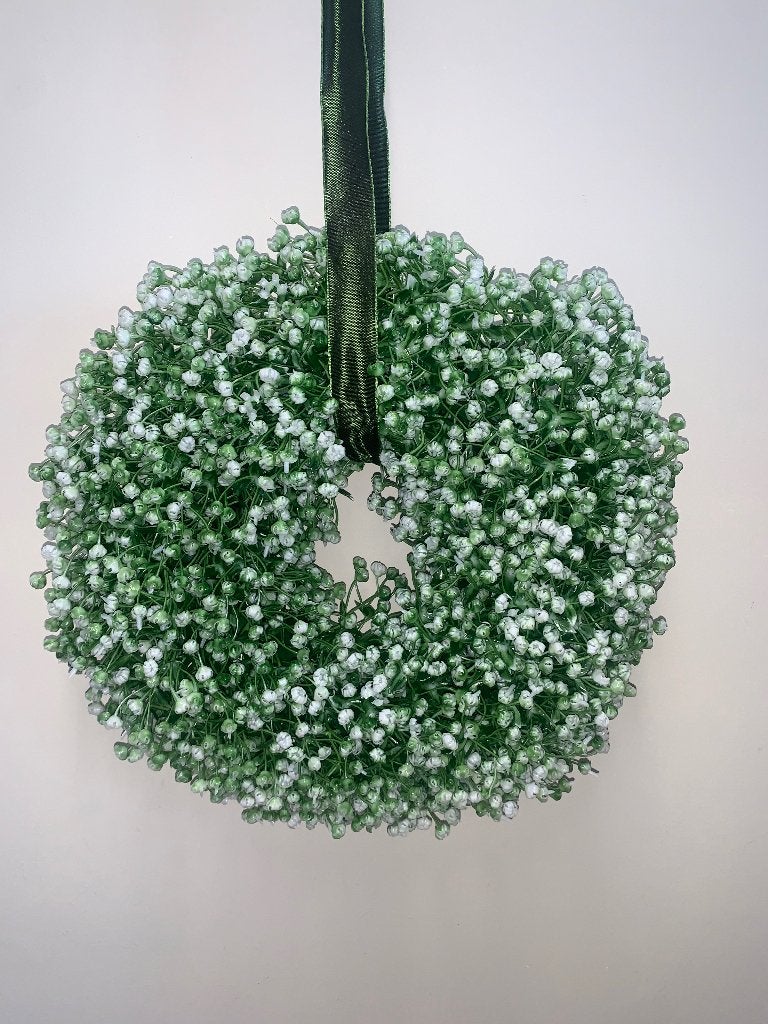 Krans kunstbloemen gipskruid 35 cm, Huis en Inrichting, Krans, Nieuw, Ophalen of Verzenden, 35 cm