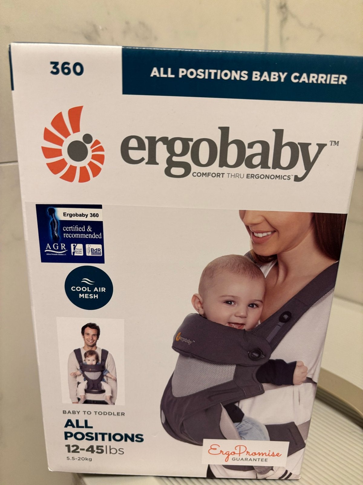 Ergobaby 360 All Positions Baby Carrier - Cool Air Mesh, Nieuw, Buik, Rug of Zij, Draagzak, Ophalen