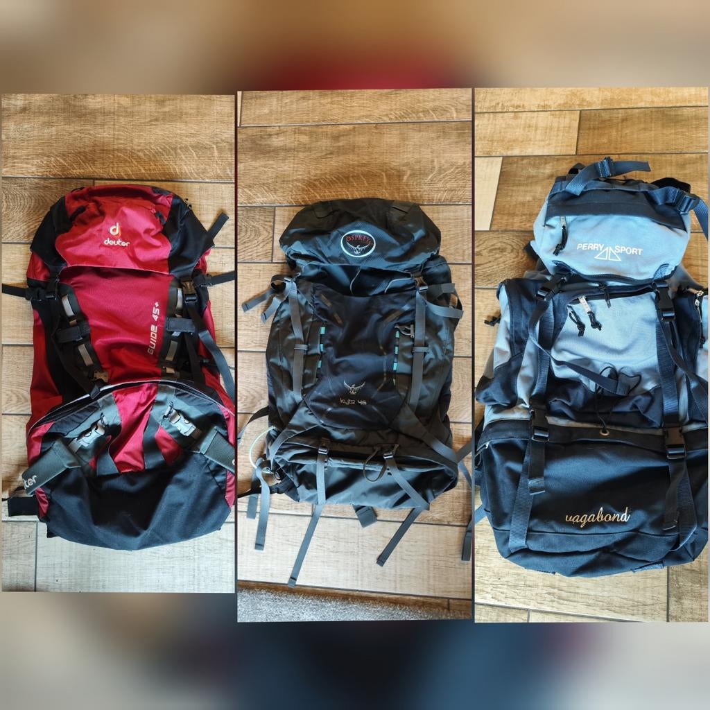 2 Backpacks (Deuter Guide 45+, Osprey (gereserveerd), Perry), Overige merken, 40 cm of meer, Gebruikt, Ophalen of Verzenden
