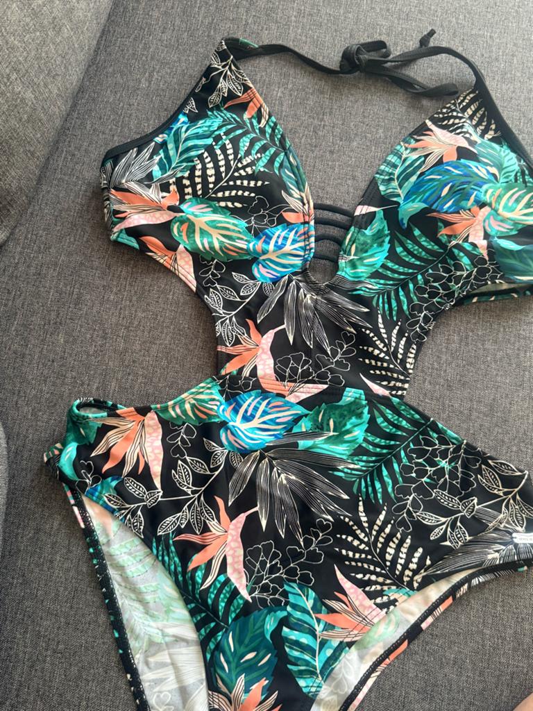Venice Beach Badpak met tropische print - Maat 38, Ophalen of Verzenden, Zo goed als nieuw, Zwart, Badpak