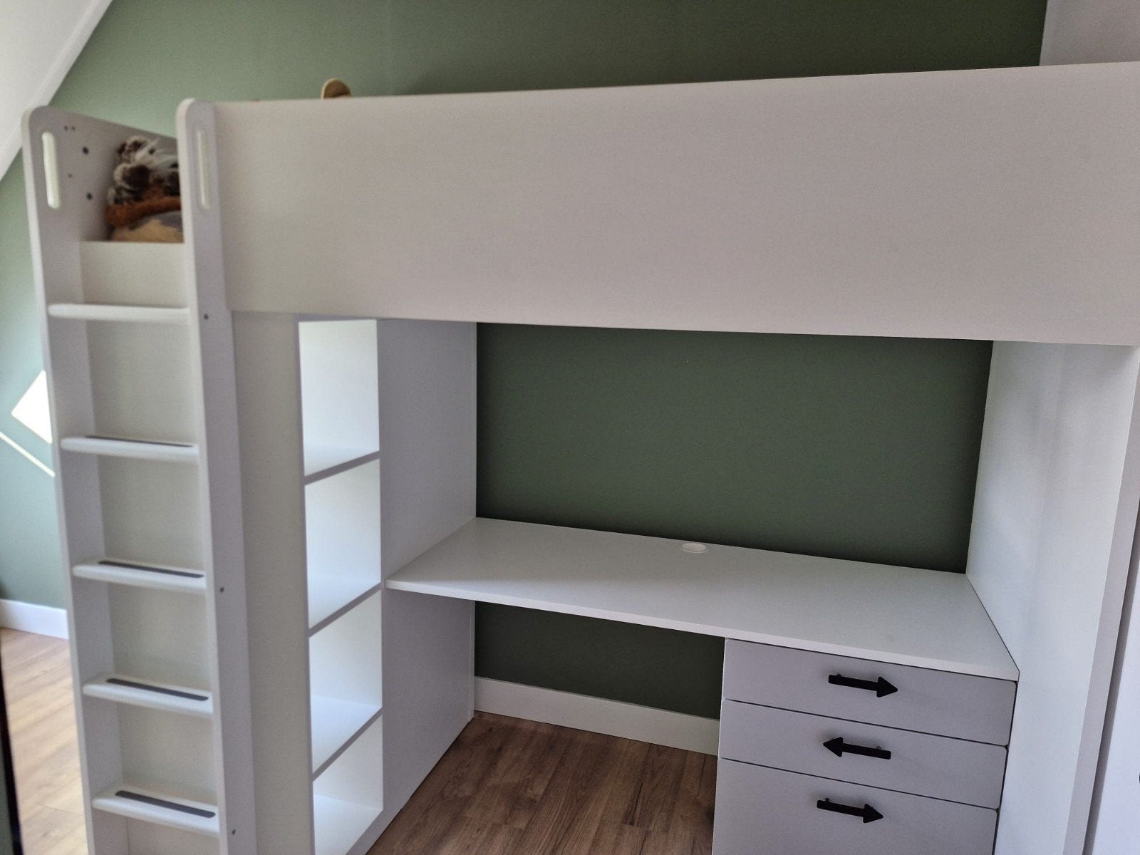 Hoogslaper met bureau en kast, Ophalen, Gebruikt, Eenpersoons, 200 cm