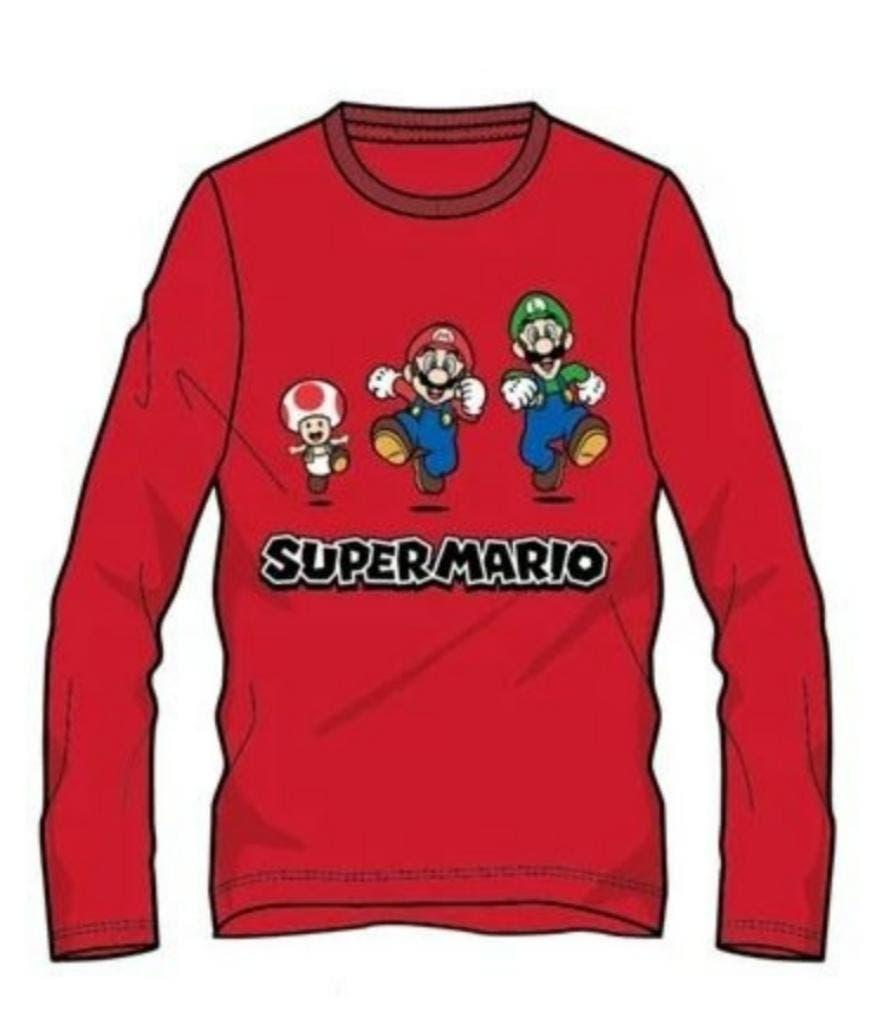 Super Mario Longsleeve Rood Katoen - Mt 104-110-116-128-140, Kinderen en Baby's, Kinderkleding | Maat 116, Super Mario, Nieuw