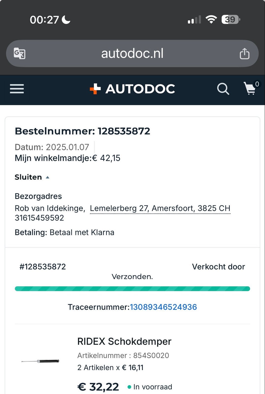 RIDEX Schokdemper - Nieuw, Ophalen, Nieuw