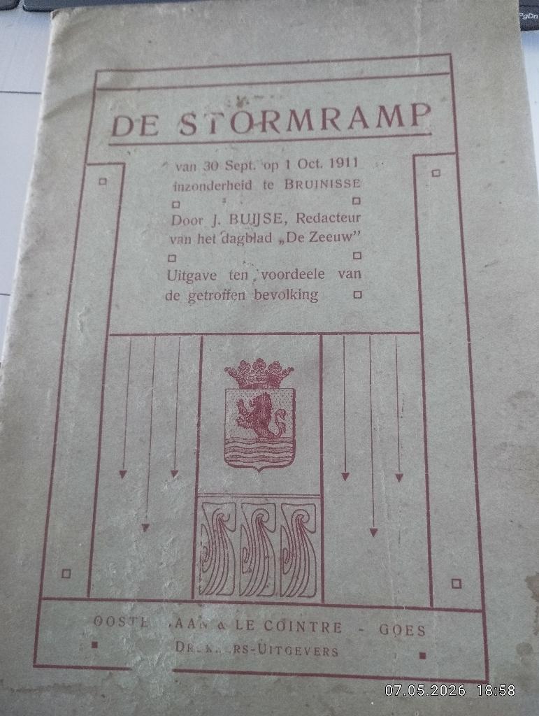 Stromramp van 1911 Bruinisse Document van 1911, Ophalen of Verzenden, Gebruikt