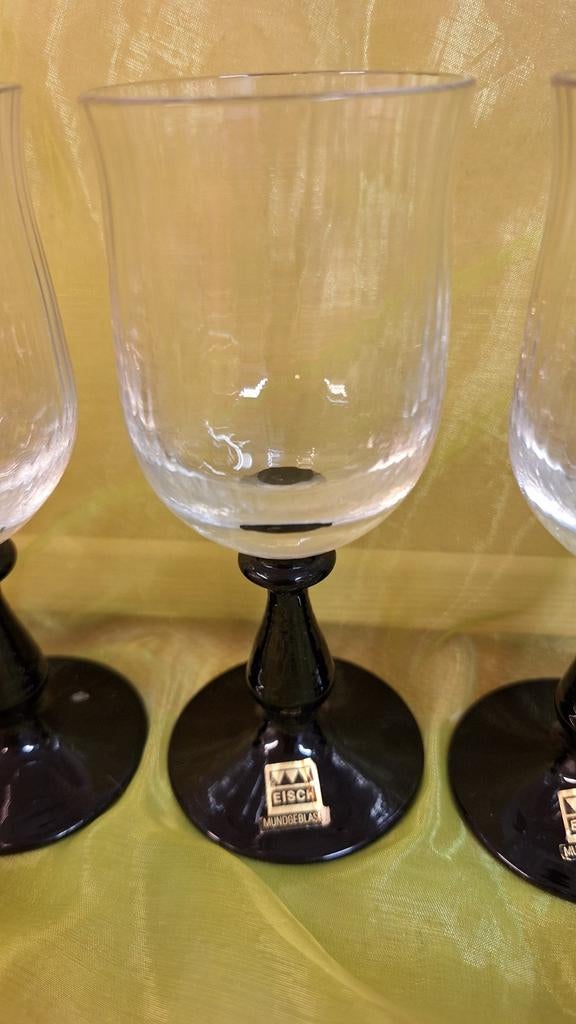 Eisch mundgeblasen portglazen zwarte voet, Ophalen of Verzenden, Overige stijlen, Kop(pen) en/of Schotel(s)