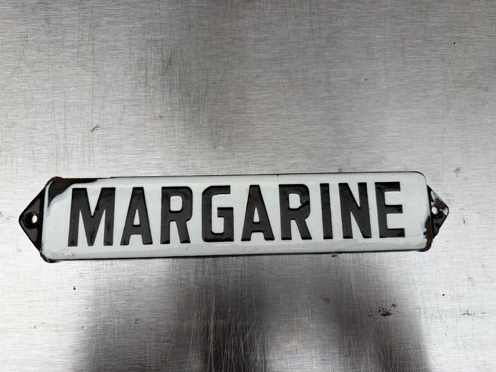 Margarine emaille reclamebord, Ophalen of Verzenden, Zo goed als nieuw, Reclamebord