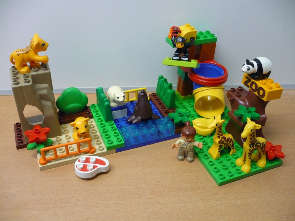 Duplo grote dierentuin met platen vele dieren en verzorgster, Gebruikt, Ophalen of Verzenden, Duplo, Complete set