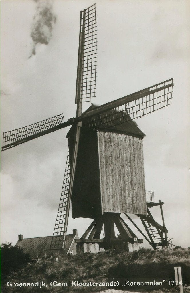 Groenendijk (Gem. Kloosterzande) Korenmolen 1774 molen 1967, Ophalen of Verzenden, 1960 tot 1980, Ongelopen, Zeeland