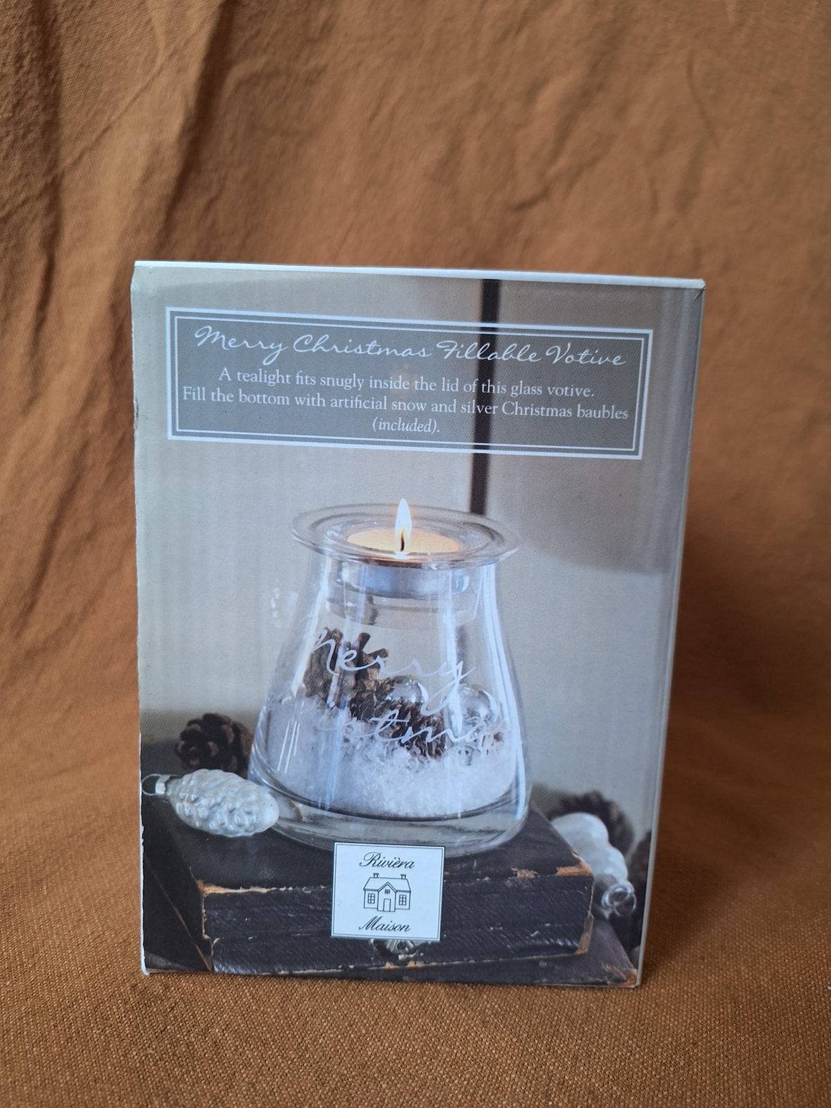 Rivièra Maison Merry Christmas Fillable Votive, Ophalen of Verzenden, Zo goed als nieuw, Meerkleurig, Glas