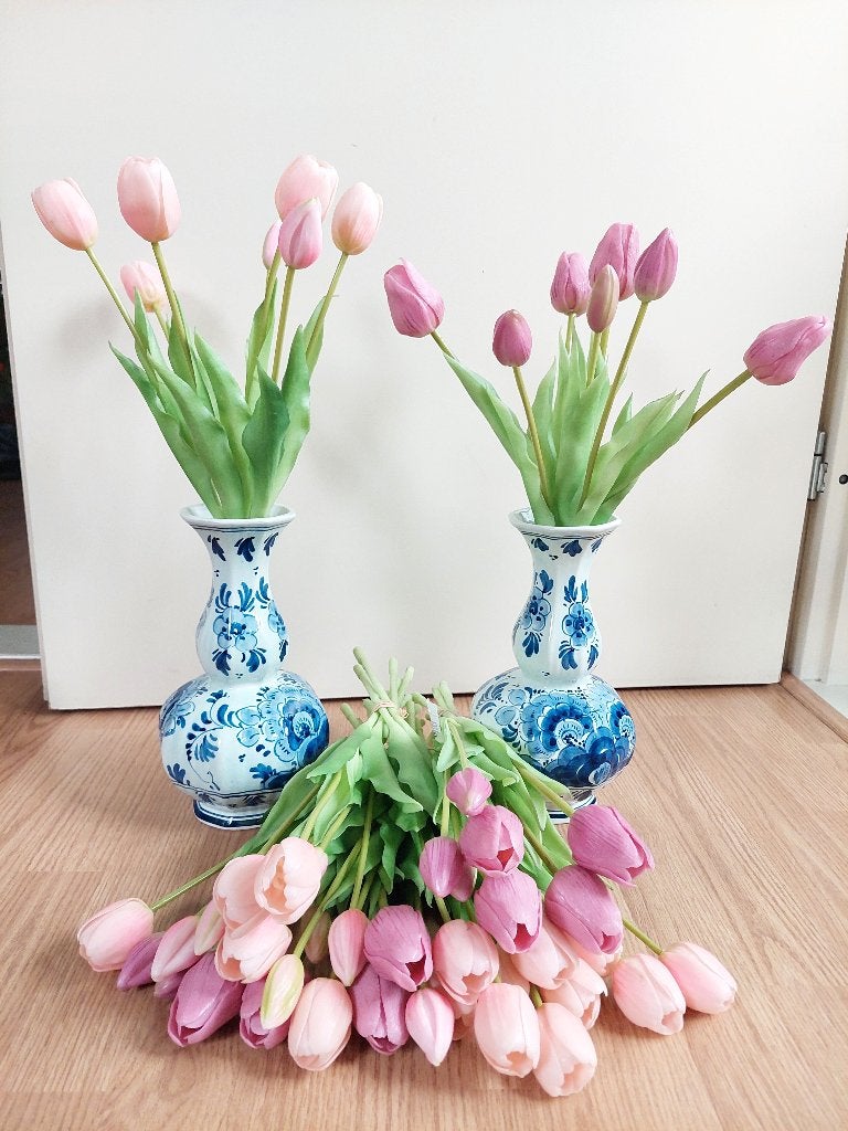 Siliconen Real Touch Tulpen - Kunsttulpen, Ophalen, 40 cm, Roze, Kunstbloem