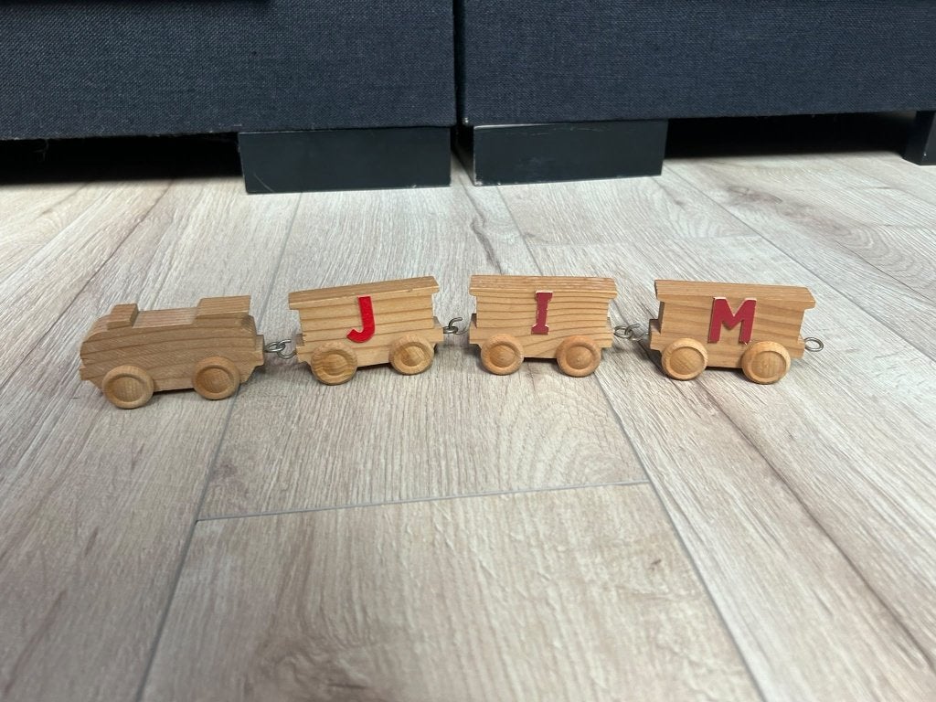 Trein met Letters Jimm / Jim, Ophalen of Verzenden, Gebruikt, Duw- of Trekspeelgoed