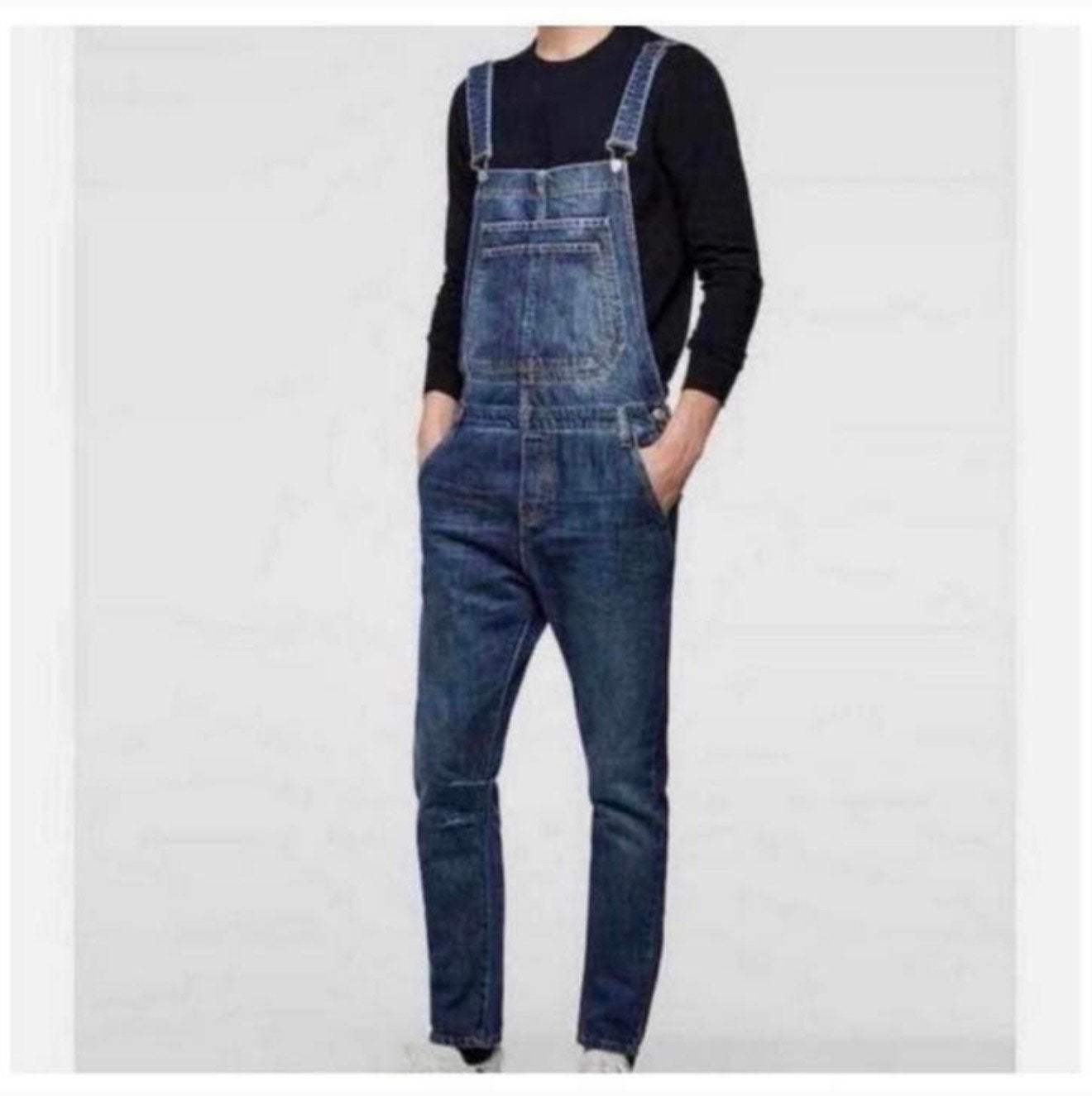 Zara man men’s Overal Blauwe Slim Denim spijkerstof maat M, Ophalen of Verzenden, Zo goed als nieuw, H, H