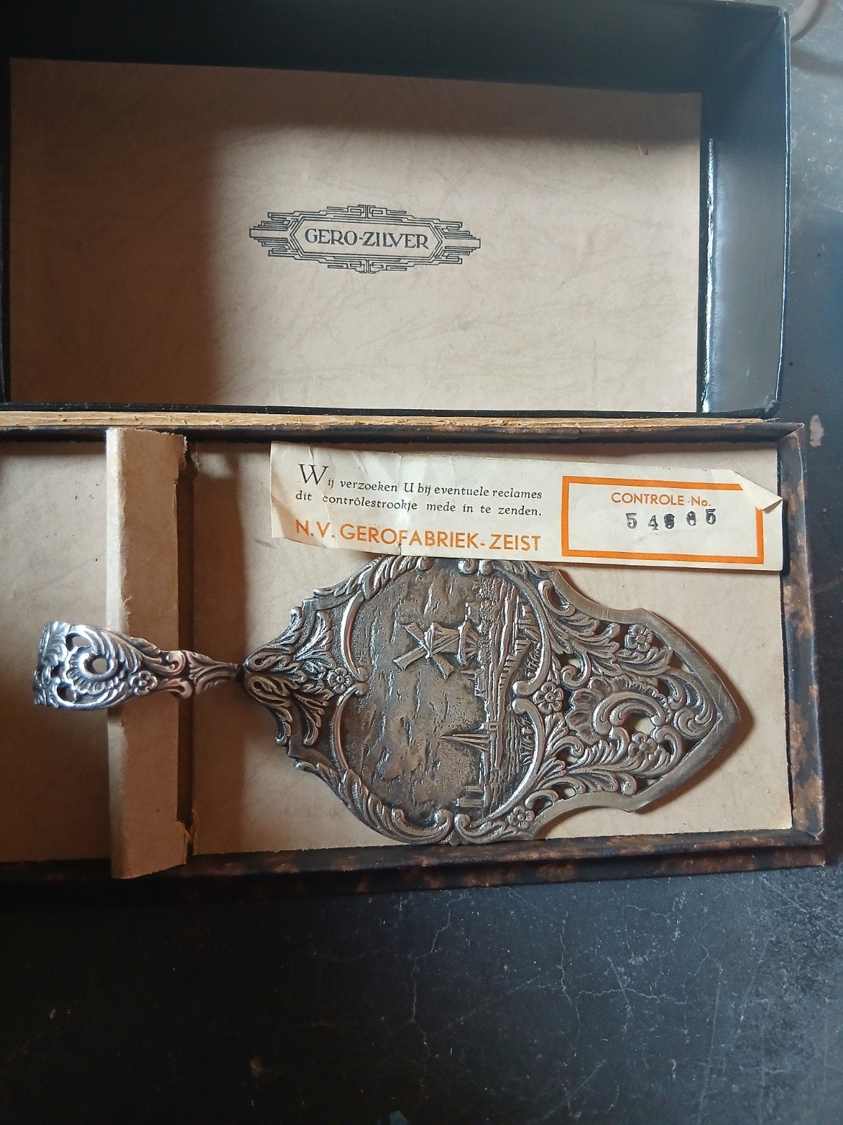 Antieke Gero taartschep met doosje - Zilver, Antiek en Kunst, Ophalen of Verzenden