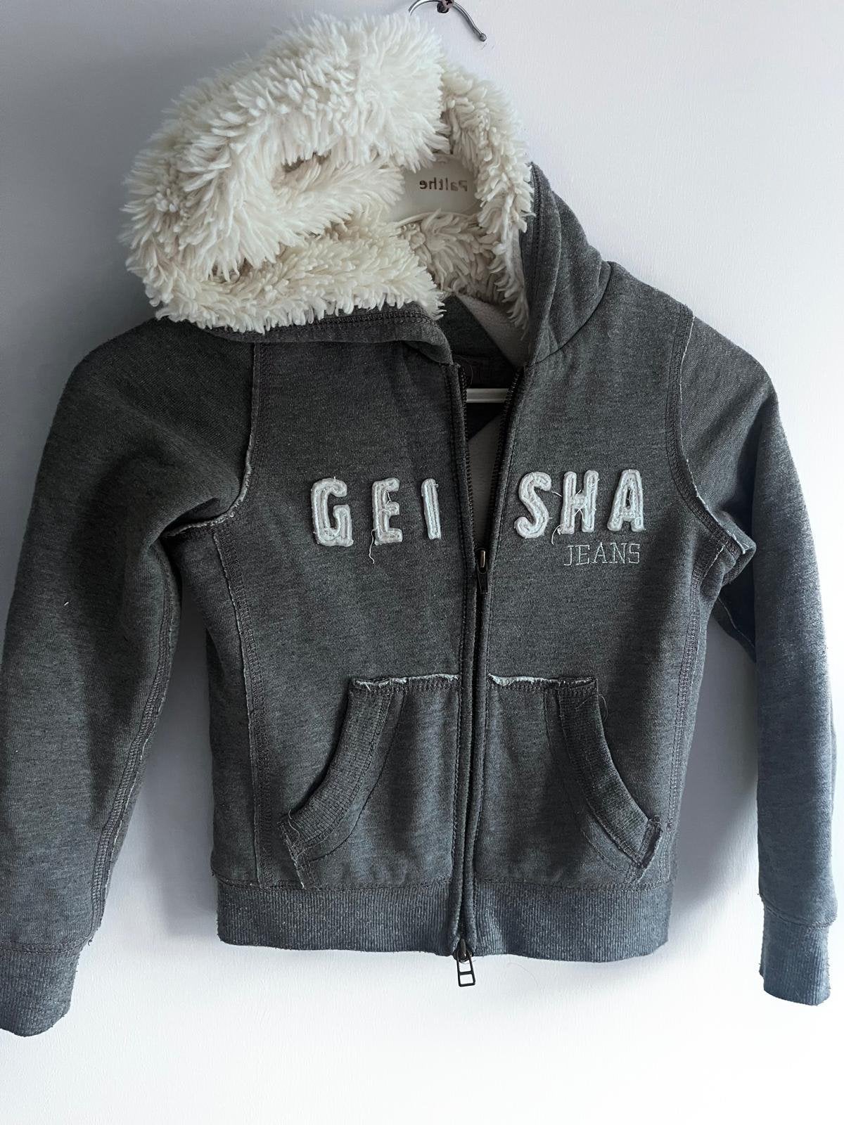 Geisha Jeans hoodie met teddy voering maat 128, Ophalen of Verzenden, Gebruikt, Meisje, Trui of Vest