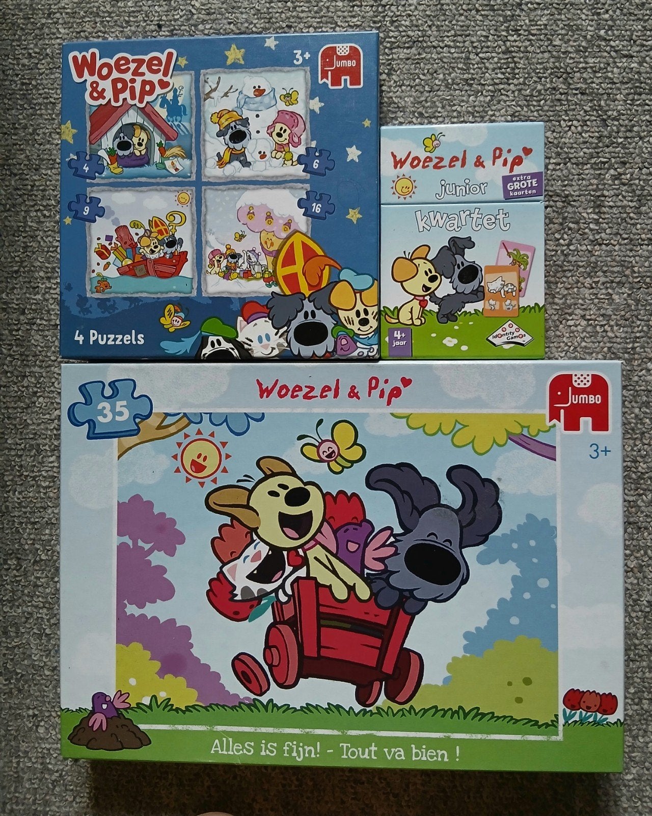 Woezel & Pip Puzzels En Kwartetspel, Verzenden, 10 tot 50 stukjes, Zo goed als nieuw, 2 tot 4 jaar