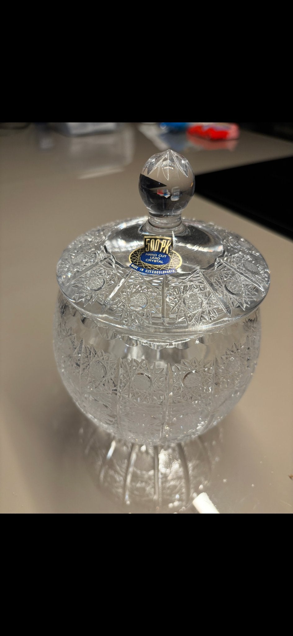 Boheemse kristallen bonbonnière / snoeppot - Nieuw!, Antiek en Kunst, Antiek | Glas en Kristal, Ophalen