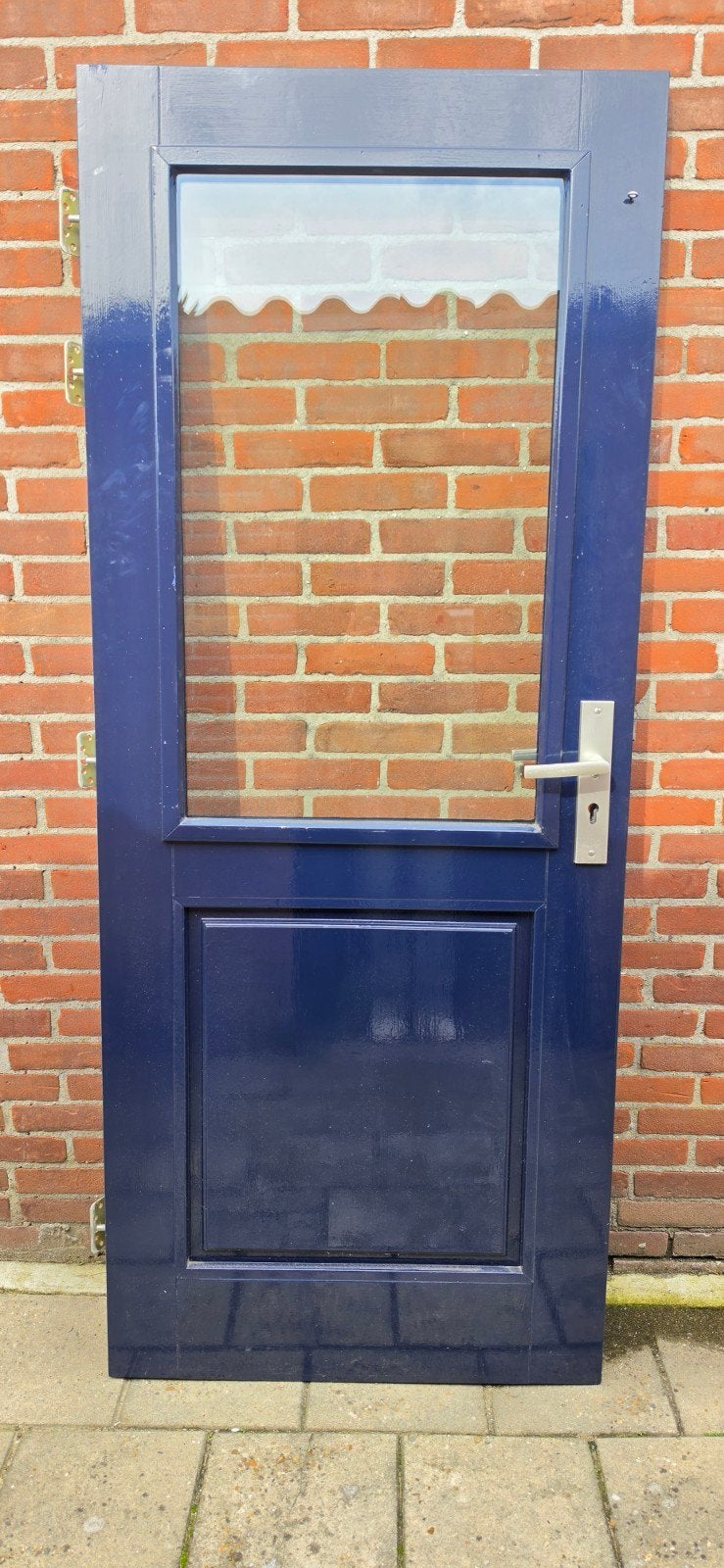 zware hardhouten achterdeur met dubbel glas,  3 punts sluit, Ophalen, Zo goed als nieuw