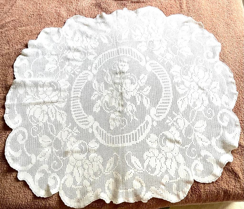 Vintage gehaakt tafelkleed, Ophalen of Verzenden, Gebruikt, Ovaal, Binnen