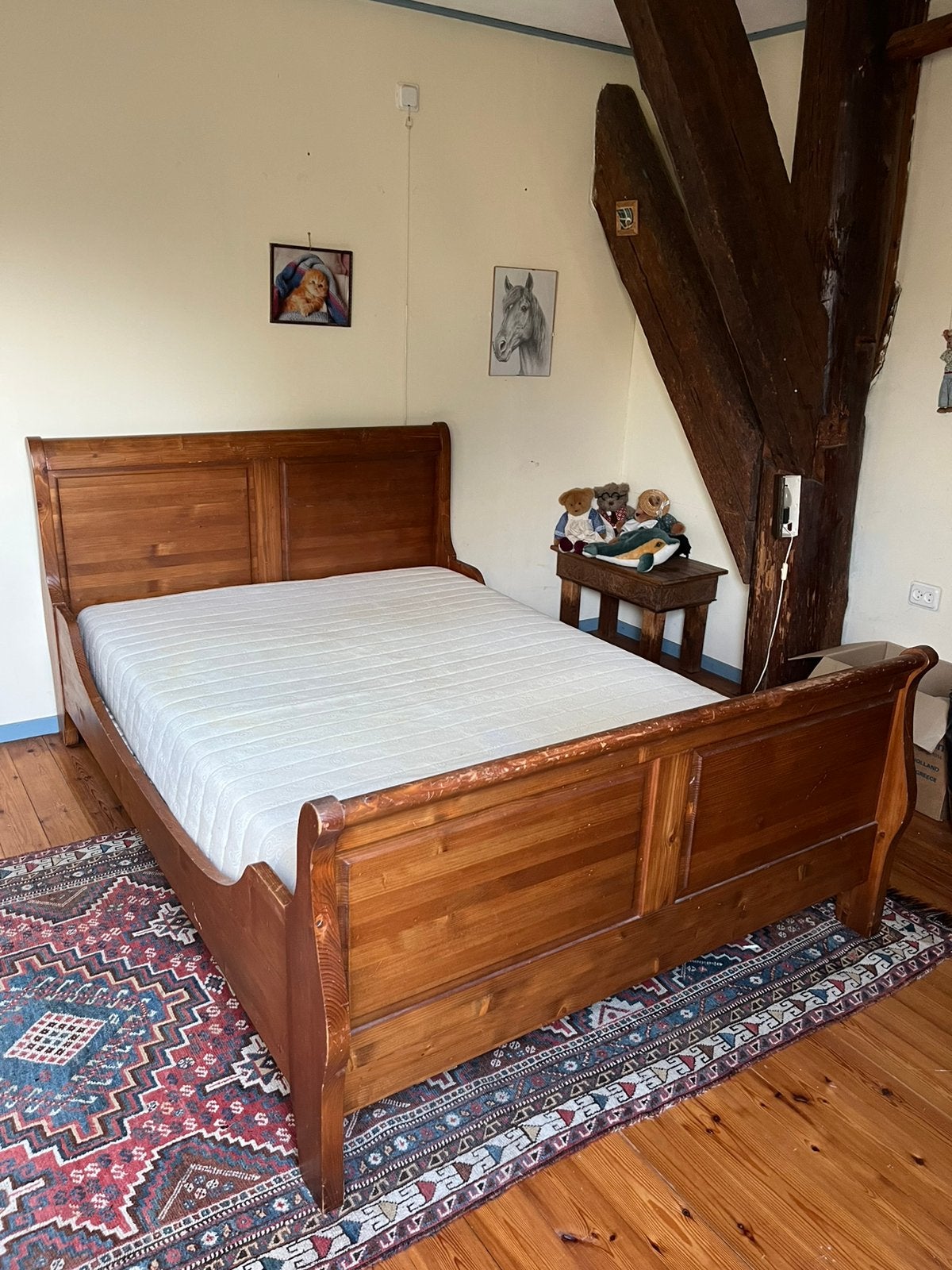 Houten bed 140x200 twijfelaar, Antiek en Kunst, Ophalen