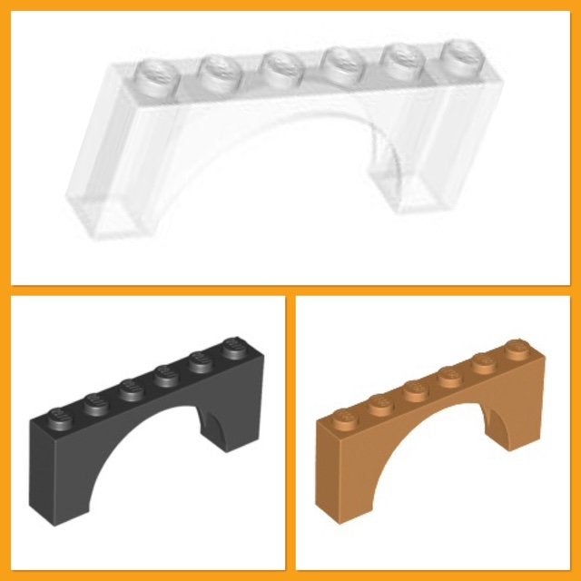 lego boogjes 1x6 zwart (9) licht bruin (12) doorzichtig (15), Ophalen of Verzenden, Nieuw, Losse stenen, Lego