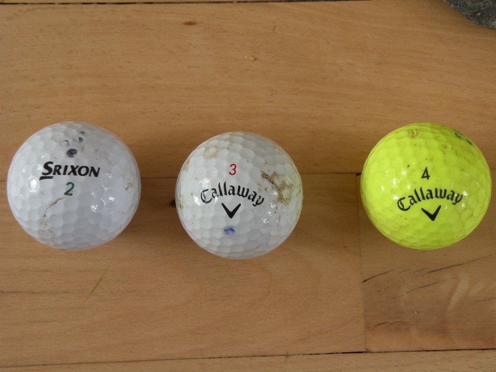 Golfballen, 3 verschillende., Ophalen of Verzenden, Gebruikt, Bal(len)