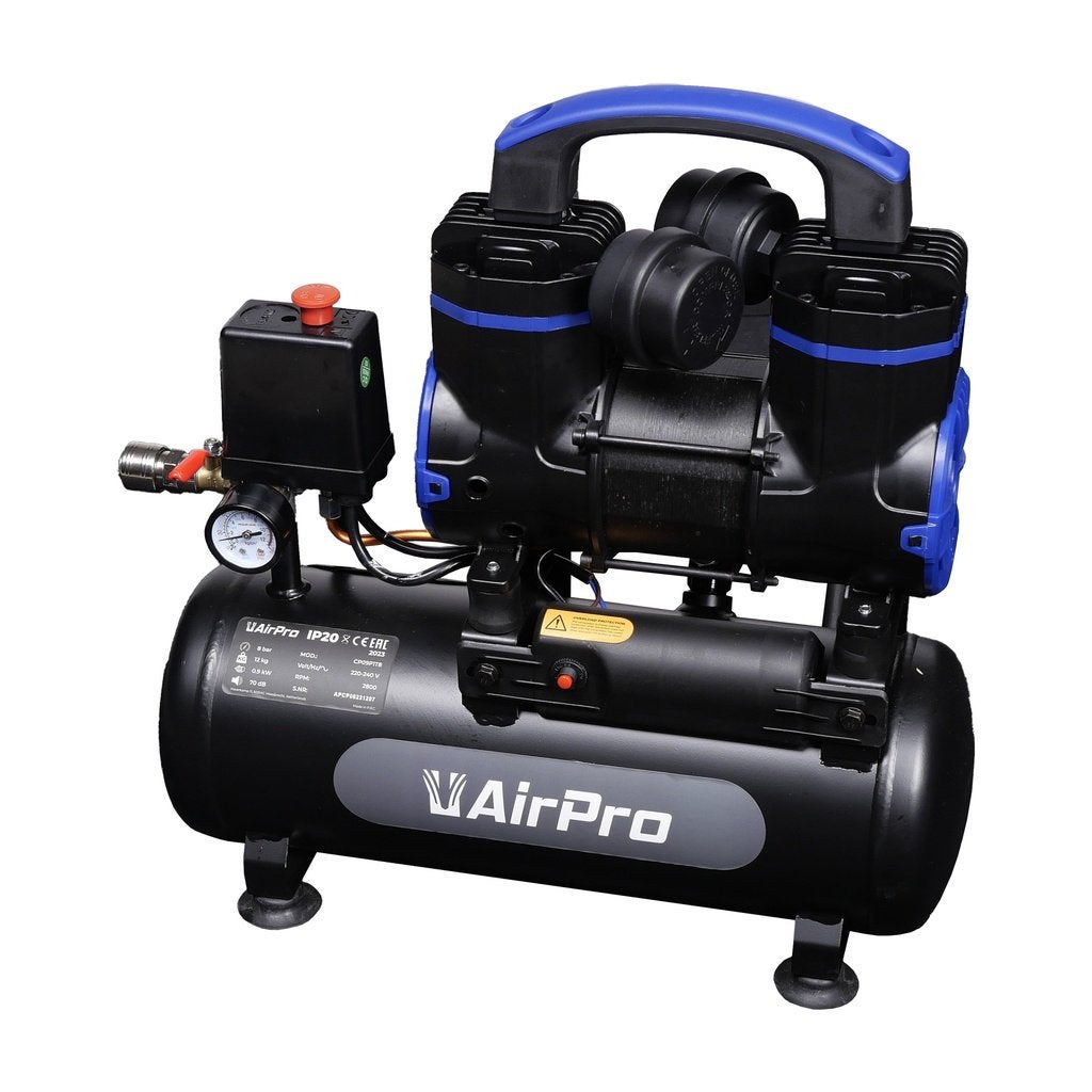 Compressor olievrij 1.2pk 8L tank 230V / Nieuw
