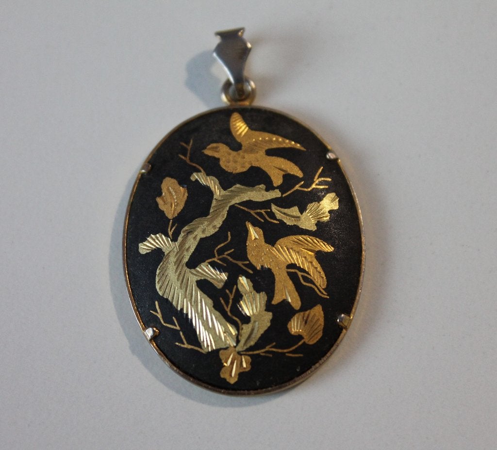 Damasceen hanger, kettinghanger uit Toledo, handgemaakt '70, Ophalen of Verzenden, Gebruikt, Goud, Overige materialen