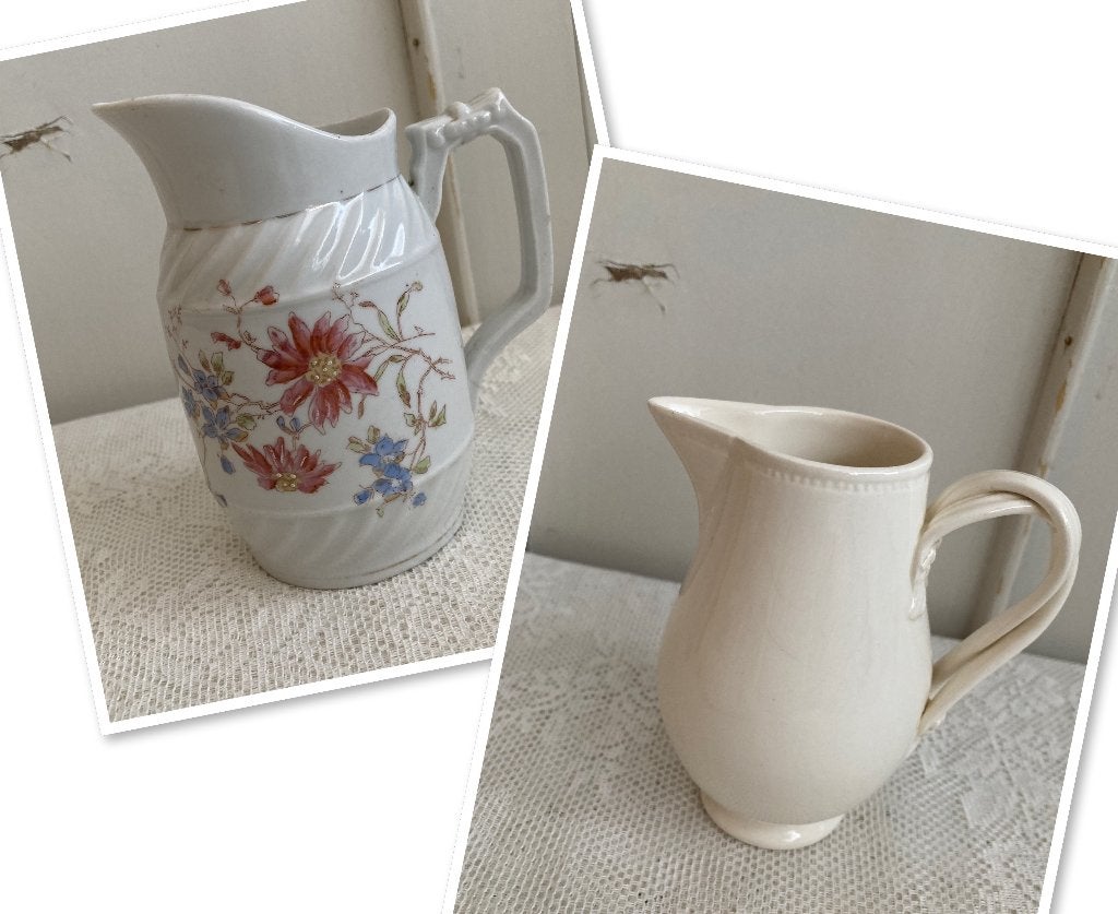 2x Brocante kannetje - melkkannetje / 1x wit, Antiek en Kunst, Ophalen