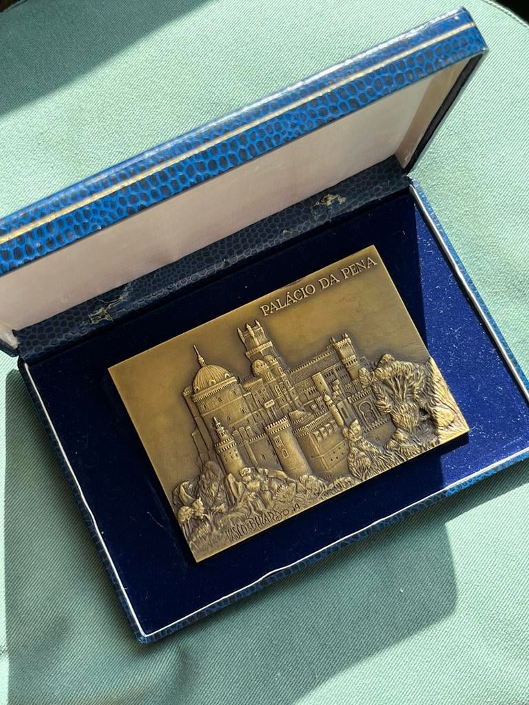 Bronzen plakette Palácio Da Pena, Ophalen of Verzenden, Brons