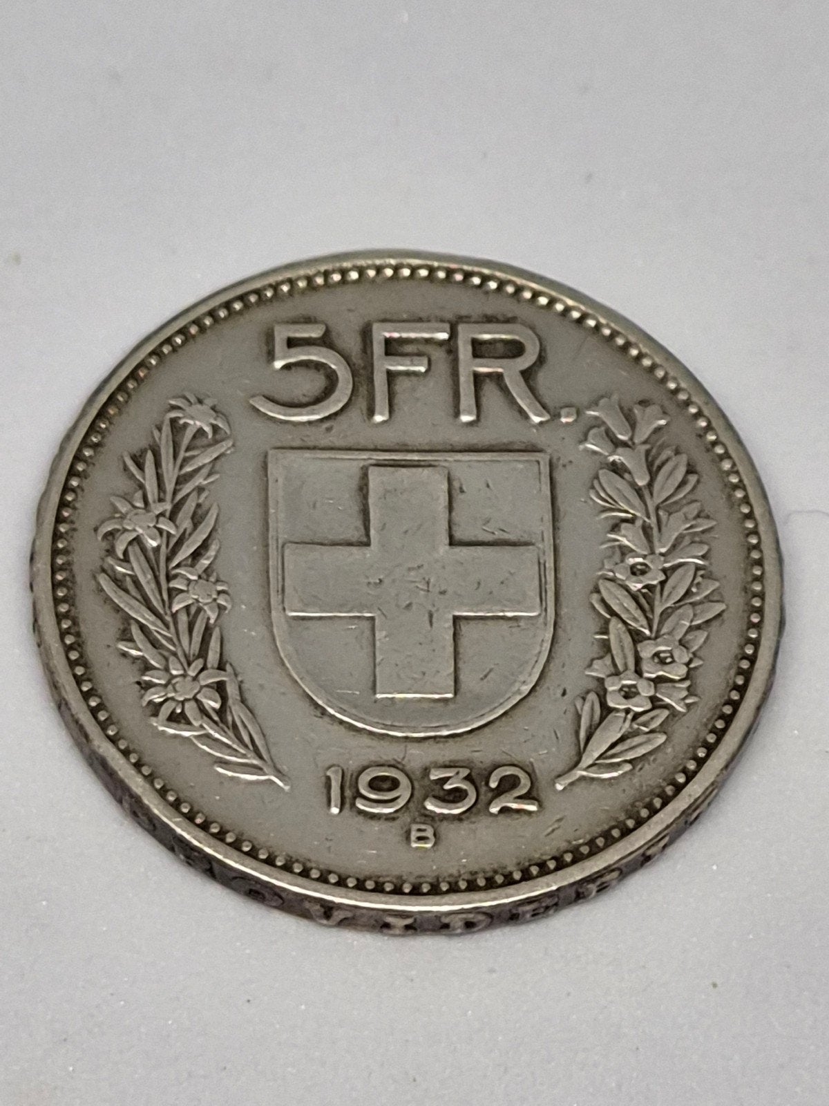 5 francs Zwitserland 1932 zilver .835 15 gram, Verzenden, Overige landen, Losse munt, Zilver