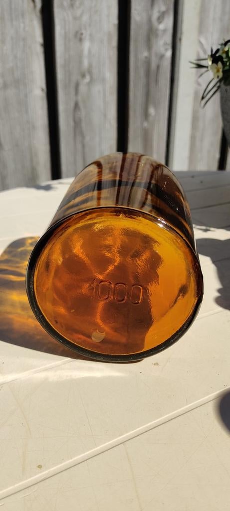 Vintage amberkleurige glazen pot/fles - 1000 ml, Ophalen