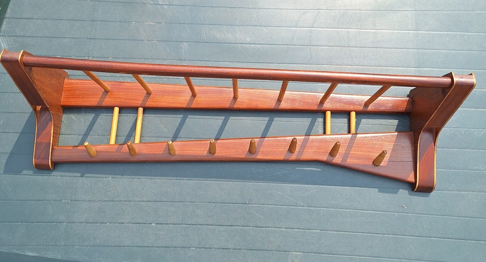 vintage retro kapstok teakhout 1960s, Ophalen, Hout, Wandkapstok, Minder dan 100 cm