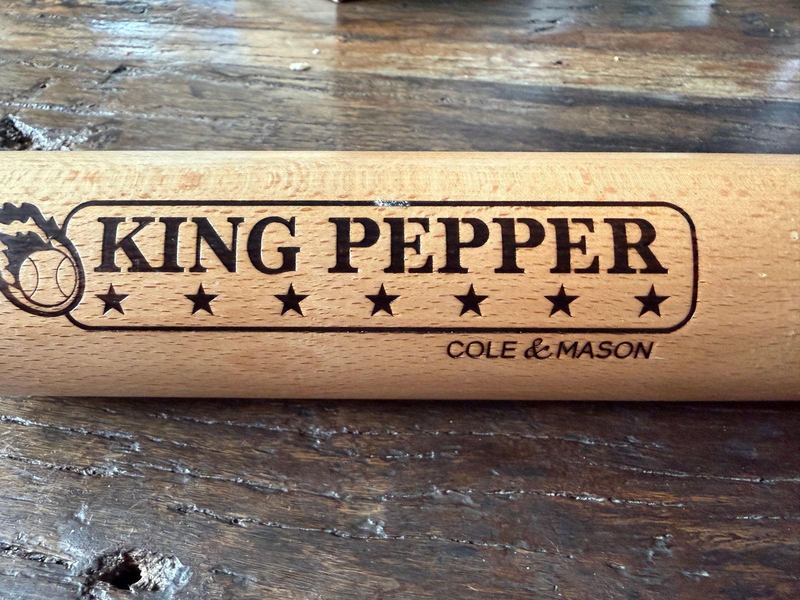 Cole & Mason King Pepper Pepermolen - Honkbalknuppel design, Ophalen, Hout, Overige typen, Gebruikt