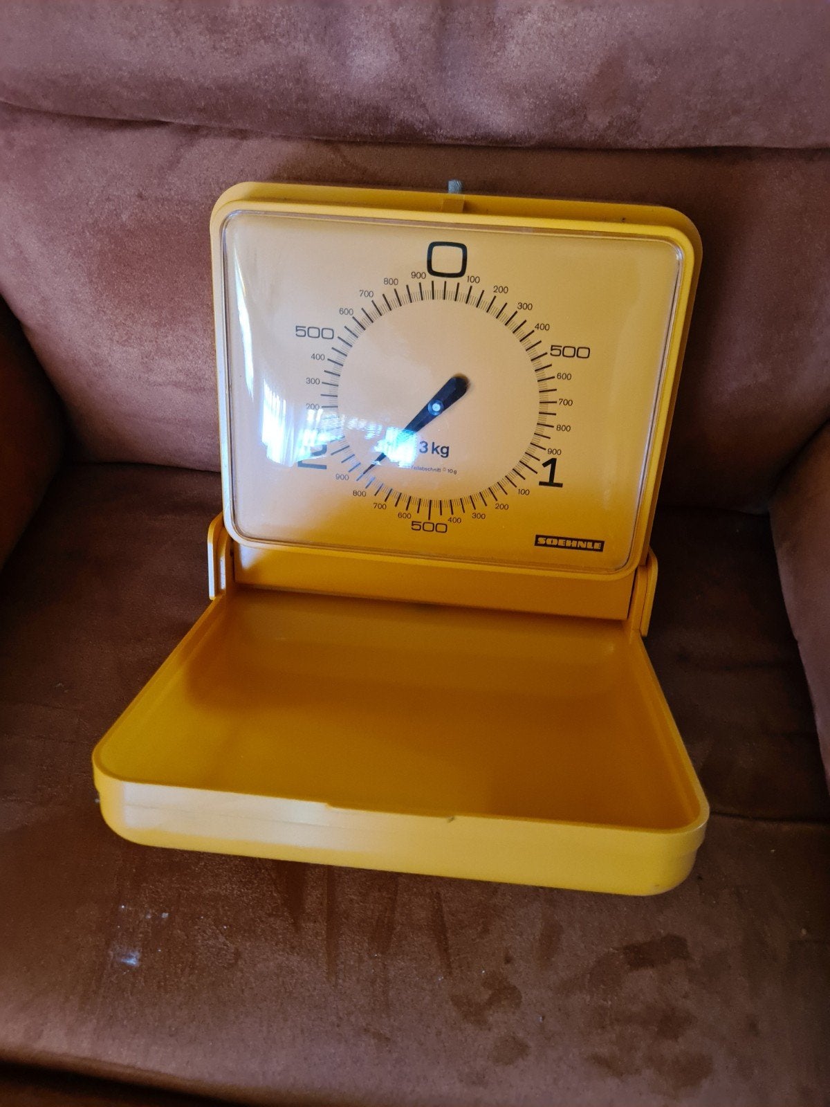 Vintage Soehnle Keukenweegschaal - Geel, 3kg, Keukenweegschaal, Ophalen of Verzenden, Gebruikt, Minder dan 10 kg