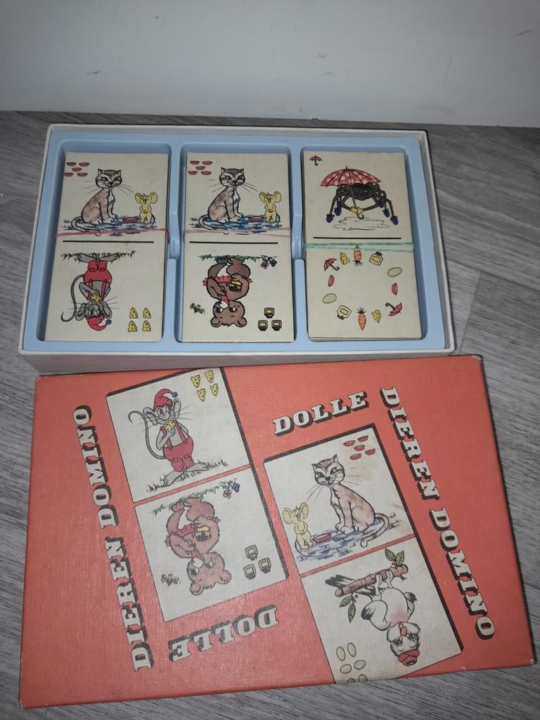 Vintage dolle dieren domino COMPLEET, Ophalen of Verzenden, Zo goed als nieuw, Puzzelen
