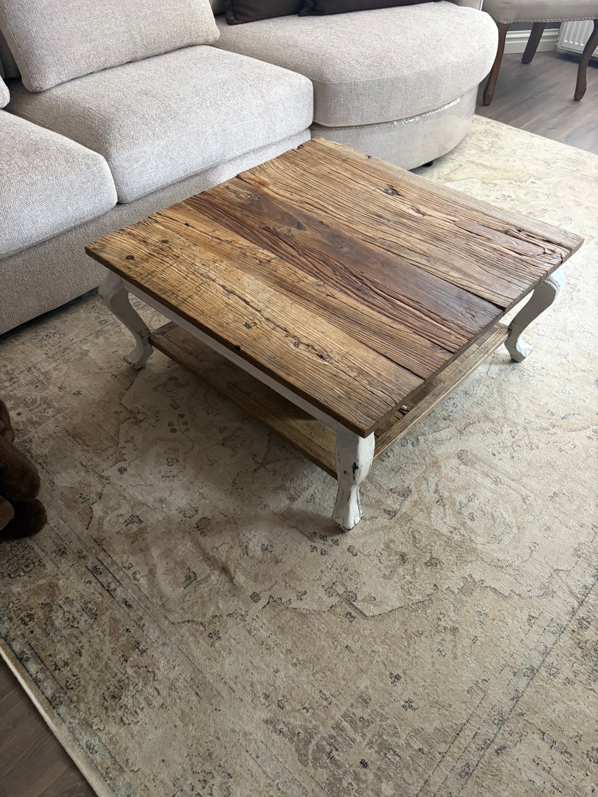 Riviera Maison driftwood salontafel, Ophalen, 100 tot 150 cm, 50 tot 100 cm, Zo goed als nieuw