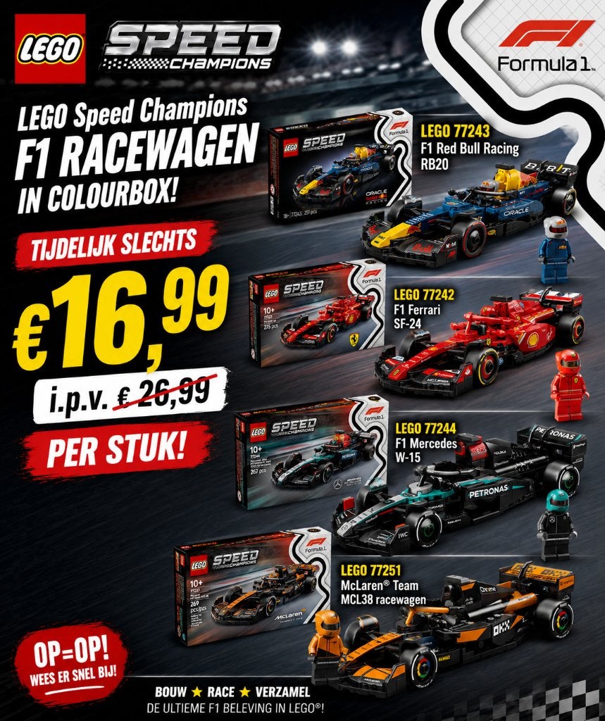 LEGO Speed Champions F1 77242/77243/77244/77251 € 16,99, Lego, Nieuw, Complete set, Speed Champions