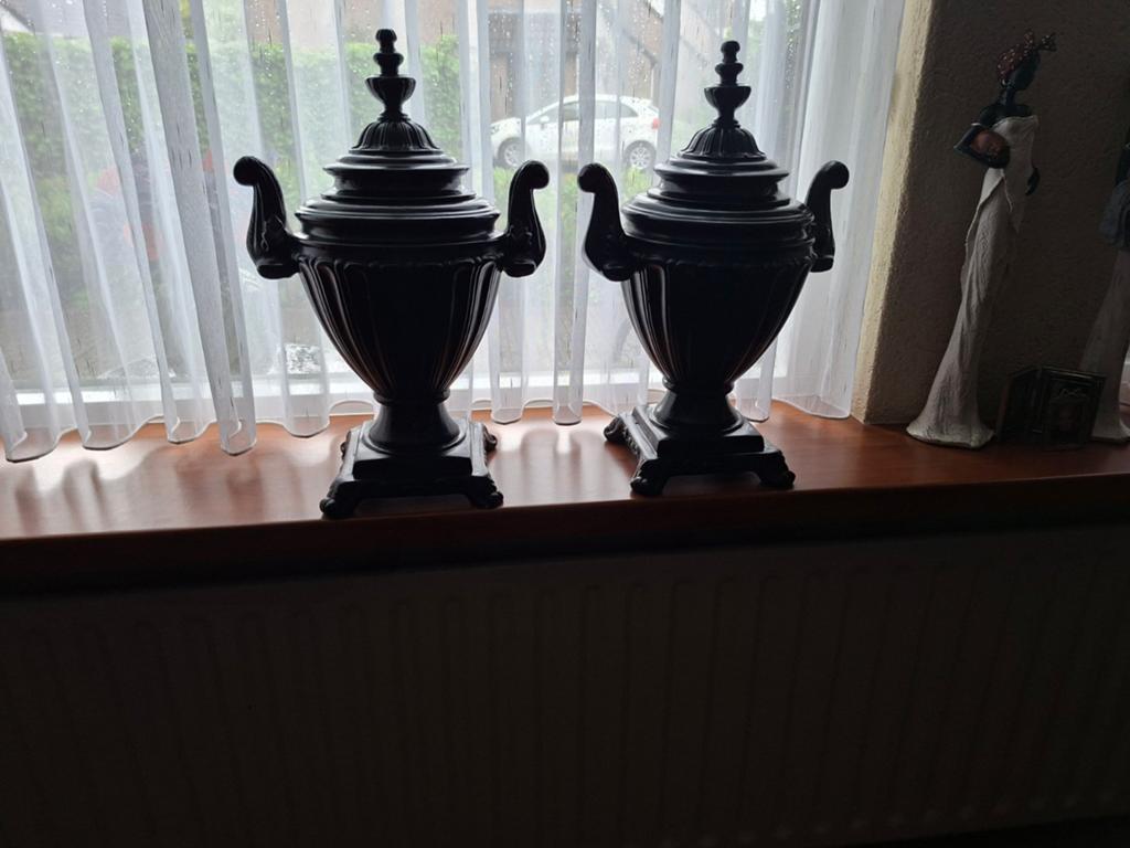 Elegant zwart gipsen duo - decoratieve urnen/vazen, Ophalen