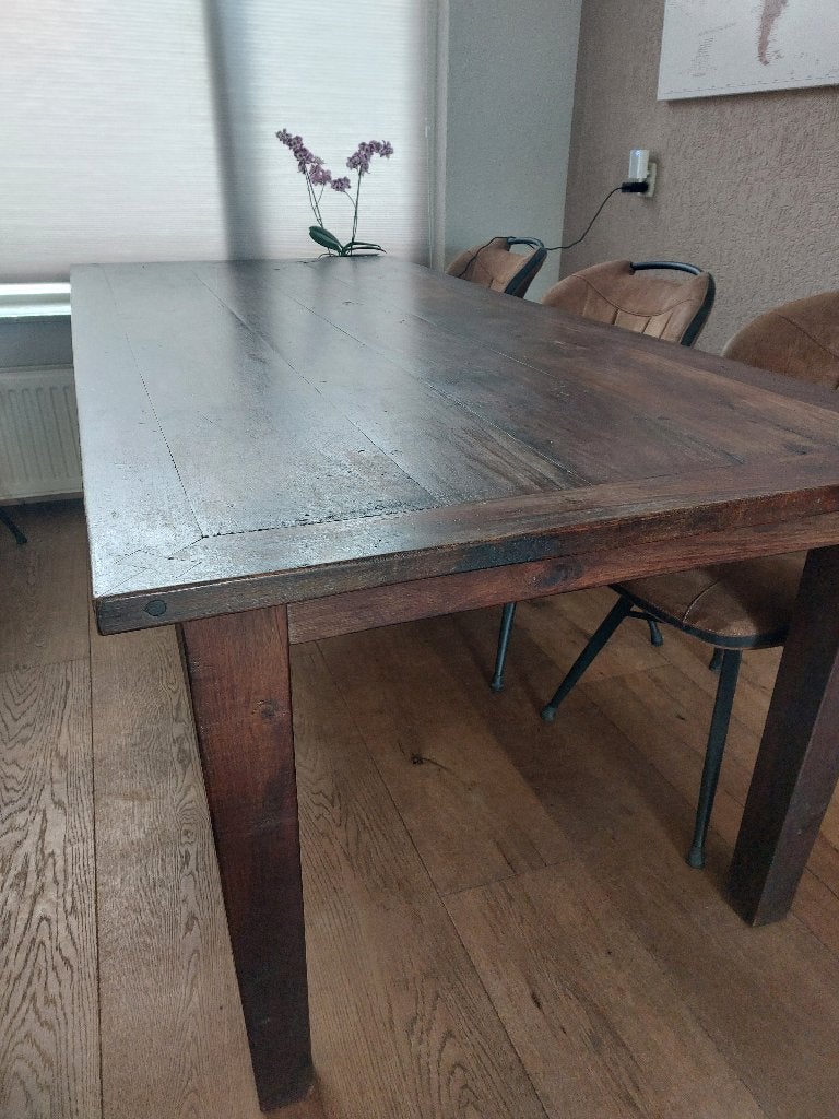 Koloniaal houten tafel, Ophalen, Gebruikt, Koloniaal, 200 cm of meer